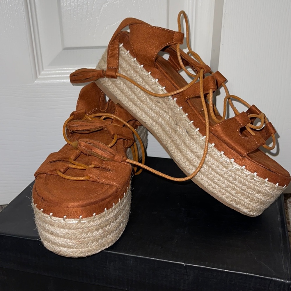 brown platform sandals